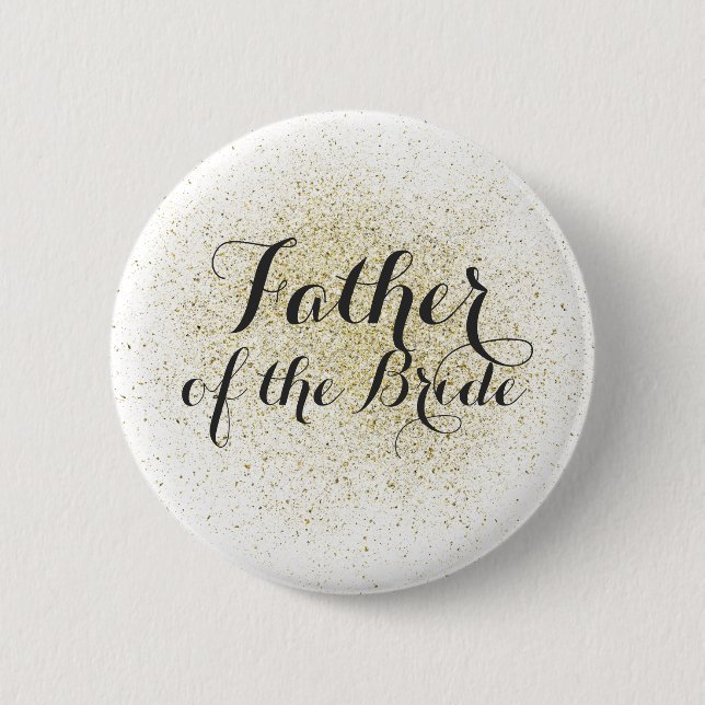 Glitzer Gold Vater der Bride Button (Vorderseite)