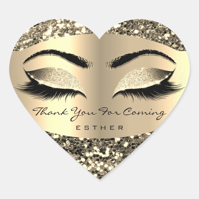 Glitzer Gold Vielen Dank, dass Sie den Namen Herzs Herz-Aufkleber (Vorderseite)