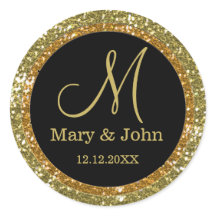 Glitzer Gold Wedding Monogram Siegel