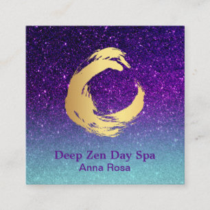 *~* Glitzer Gold Zen Spiral Mediation Reiki Quadratische Visitenkarte