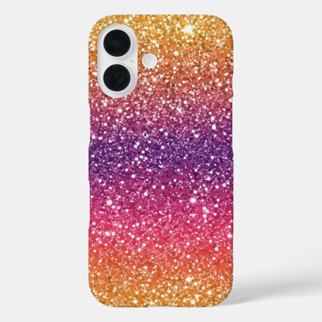 Glitzer Golden Lila Ombre Case-Mate iPhone Hülle (Rückseite)