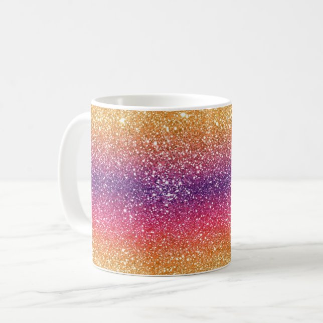 Glitzer Golden Lila Ombre Kaffeetasse (Vorderseite Links)