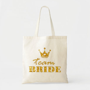 Glitzer-goldene Team-Braut Tragetasche