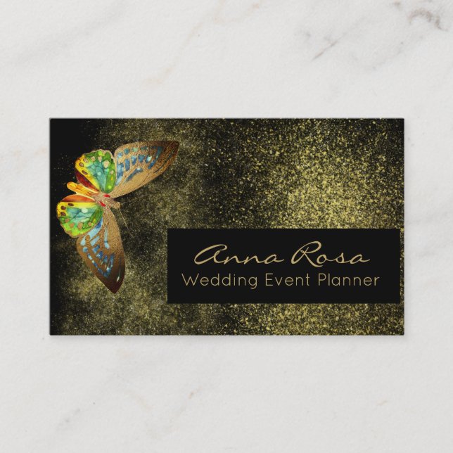 *~* Glitzer Goldschmetterling Visitenkarte (Vorderseite)