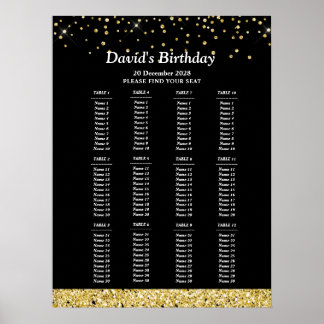 Glitzer , Goldsiegelschild, Geburtstagsfeier Poster