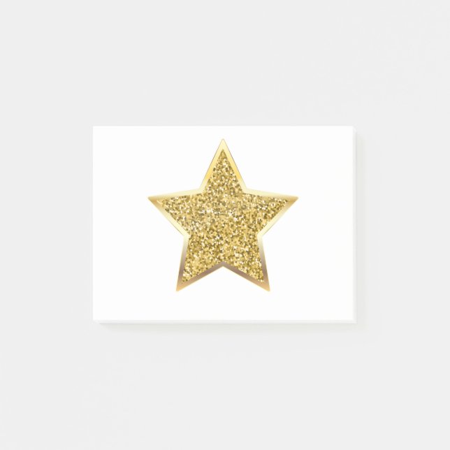 Glitzer-Goldstar Post-it Klebezettel (Vorderseite)