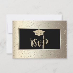 Glitzer Grad Cap, Confetti Champagne Abschluss RSVP Karte