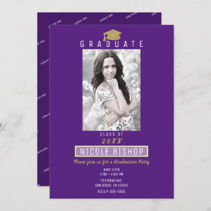 Glitzer Grad Cap Lila Graduation Party Einladung