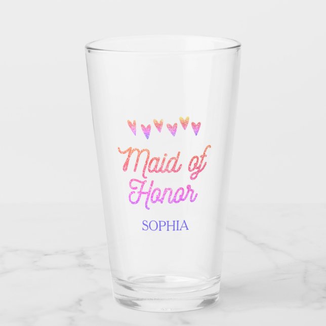 Glitzer Gradation Heart Trauzeugin Glass Glas (Vorderseite)
