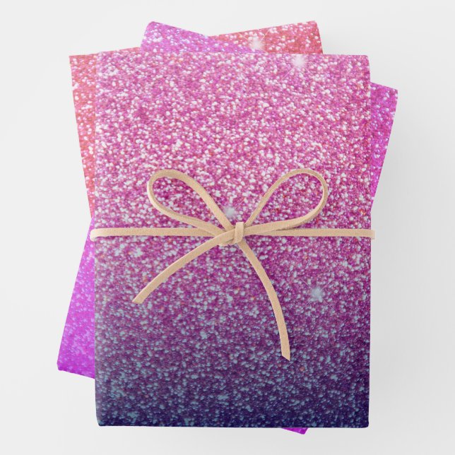 Glitzer Gradient Pink Geschenkpapier Set (Beispiel)