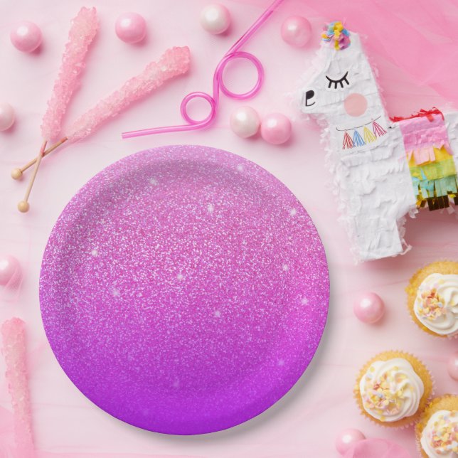 Glitzer Gradient Pink Pappteller (Party)