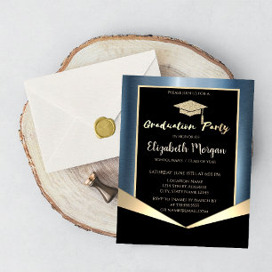 Glitzer Graduation Cap, Blue Metallic Einladung