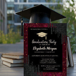 Glitzer Graduation Cap, Confetti Black Tropfens Re Einladung