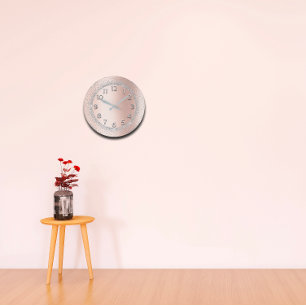 Glitzer Gray Rose Gold Nummern Blush Beauty Lux Große Wanduhr