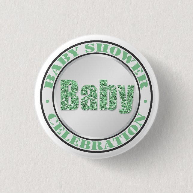 Glitzer Green Baby Shower Celebration Buttons (Vorderseite)