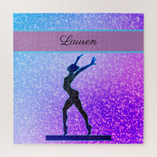 Glitzer Gymnastik Beam Blue und Lila Puzzle