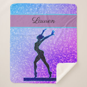 Glitzer Gymnastik Beam Blue und Lila Sherpadecke