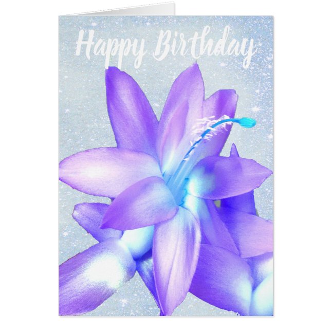 *~* Glitzer Happy Birthday Blume Blue Customize (Vorne)