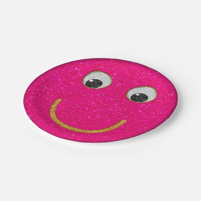 Glitzer Happy Face 02-Paper Party Teller (Schrägansicht)