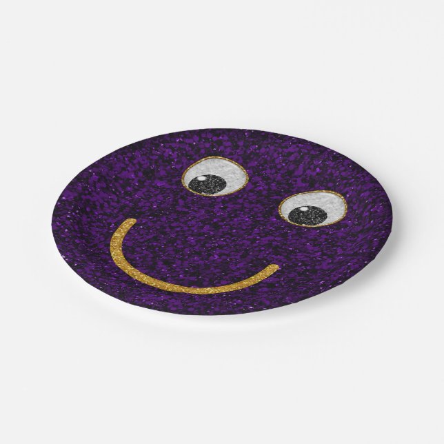 Glitzer Happy Face 10-Paper Party Teller (Schrägansicht)