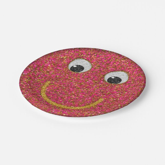 Glitzer Happy Face 12-Paper Party Teller (Schrägansicht)