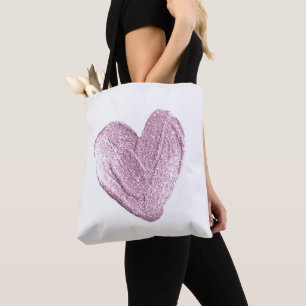 GLITZER HEART TOTE BEUTEL