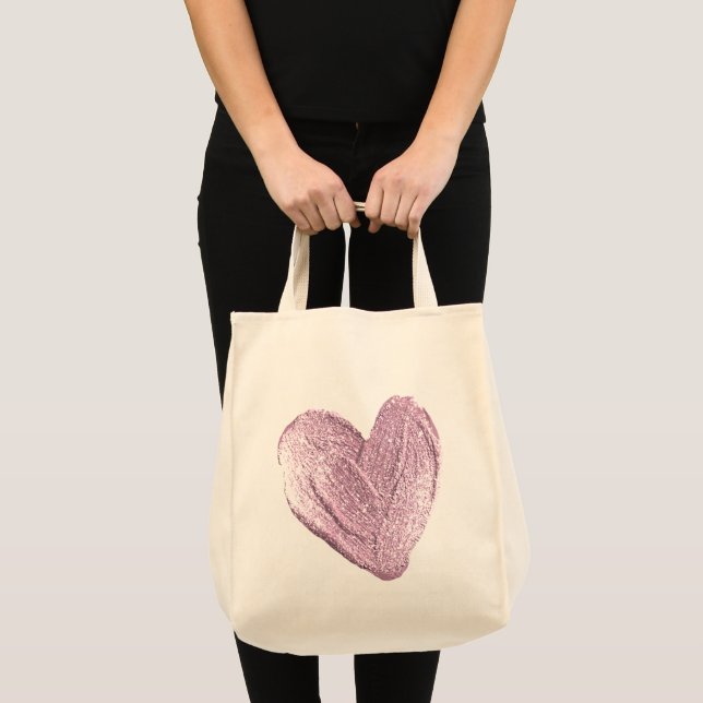 GLITZER HEART TOTE BEUTEL TRAGETASCHE (Vorderseite (Produkt))