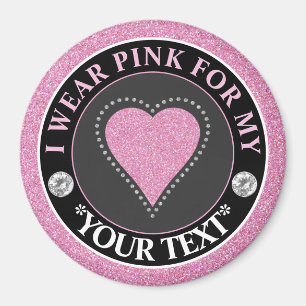 Glitzer Herz Brustkrebs-Bewusstseins-Design Magnet