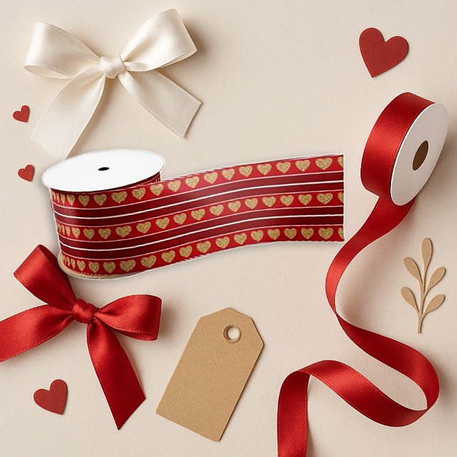 Glitzer-Herz-Rot-Valentinstag-Dekor Satinband (Von Creator hochgeladen)