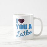 Glitzer Herz und Latkes Tasse<br><div class="desc">Glitzer Hearts and Latkes Kaffee Tasse - Ein tolles Geschenk für Hanukkah. Eine Tasse mit dem Wort "I Liebe You a Latke" und Glitzer Herzen zu sagen, dass besondere jemand, die Sie sie Liebe. Happy Hanukka!</div>