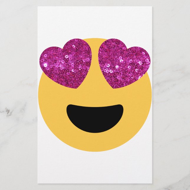 Glitzer-Herzaugen-Emoji Briefpapier (Vorderseite)