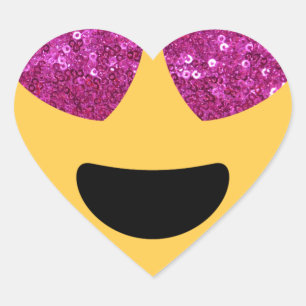 Glitzer-Herzaugen-Emoji Herz-Aufkleber