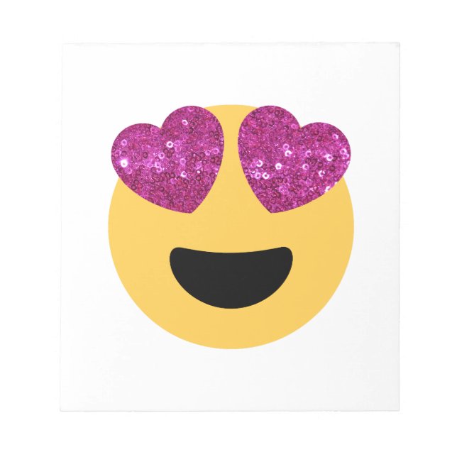 Glitzer-Herzaugen-Emoji Notizblock (Vorderseite)
