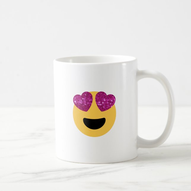 Glitzer-Herzaugen-Emoji Tasse (Rechts)