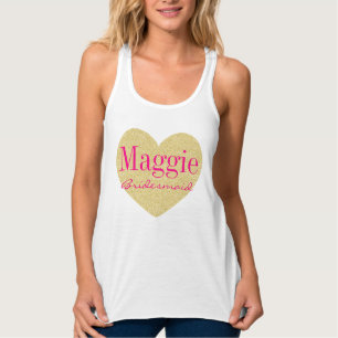Glitzer Herzdrucken Personalisierte Bridesmaid Tank Top