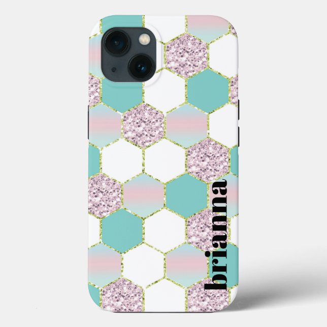 Glitzer Hexagon Case-Mate iPhone Case (Rückseite)