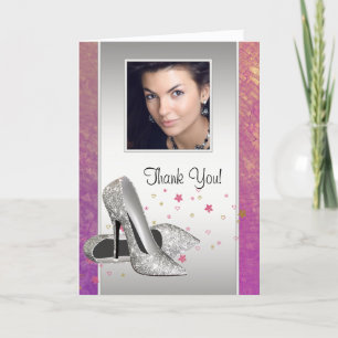 Glitzer High Heel Schuhe Foto Dankeskarten Dankeskarte