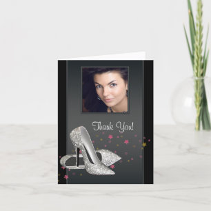 Glitzer High Heel Schuhe Foto Dankeskarten Dankeskarte