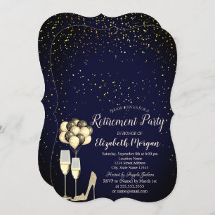 Glitzer High Heels, Confetti Blue Retirement Party Einladung