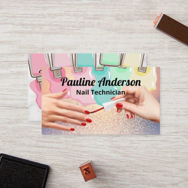 Glitzer Hintergrund | Manicure Nail Polish Liquid Treuekarte (Vorderseite/Rückseite Beispiel)