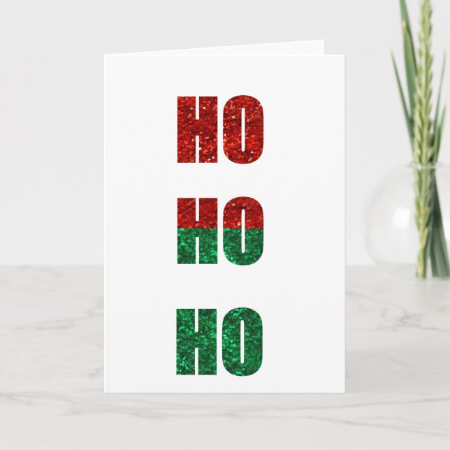 Glitzer ho ho ho feiertagskarte (Vorderseite)