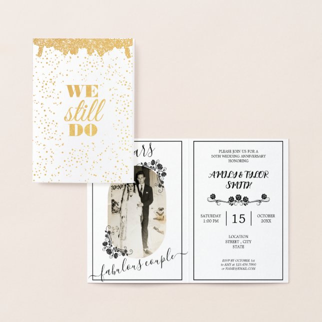 Glitzer Hochzeit Jubiläum Gold 50. Folienkarte (Anzeige)