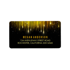 Glitzer Hochzeit von Gold und Black String Lights Adressaufkleber