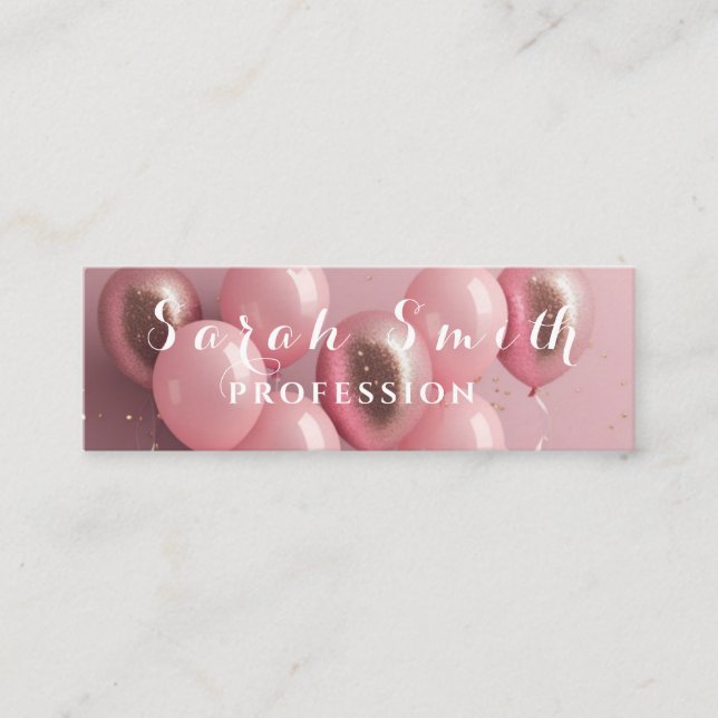 Glitzer-Hochzeitsfeier mit Gold Balloons Mini Visitenkarte (Vorderseite)