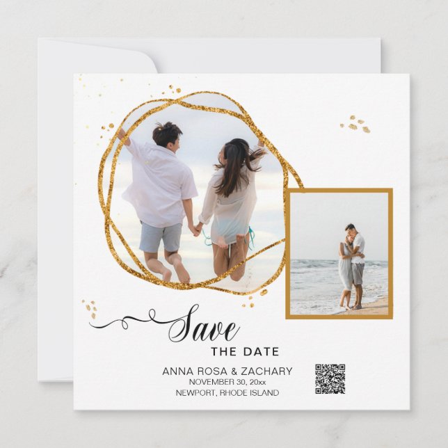 *~* Glitzer - Hochzeitwebsite AR6 Save the Date QR (Vorderseite)