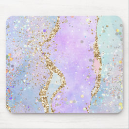 Glitzer Holographic Pink Marble Mermaid Unicorn Mousepad