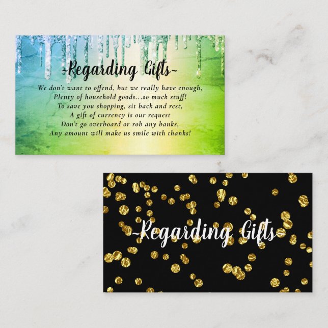 Glitzer Honeymoon Fund Brautparty oder Hochzeit En Begleitkarte (Vorne/Hinten)