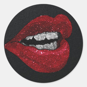 GLITZER HOT LIPS RUNDER AUFKLEBER