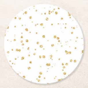 Glitzer Imitate Gold Confetti Hochzeitsempfang Par Runder Pappuntersetzer