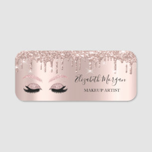 Glitzer Imitate Lashes, Tropfen, Rose Gold Makeup Namensschild